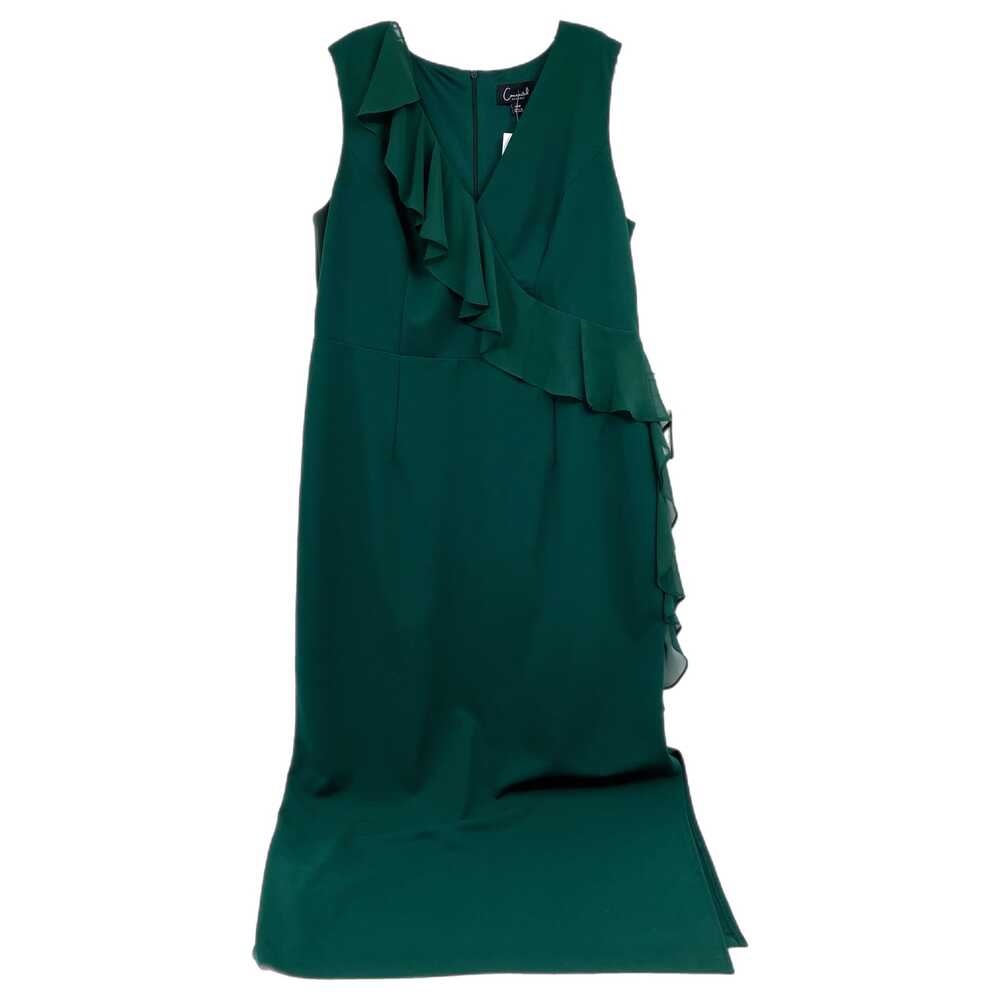 Connected Apparel Green Maxi Dress Ruffle Sleeveless Zip | Womens 14W